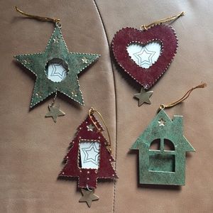 Christmas Folk Art Frame Ornaments - Set of 4